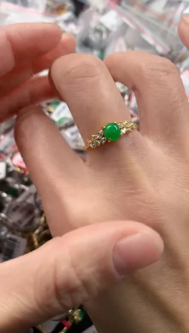 银S925镶嵌戒指翡翠1          6