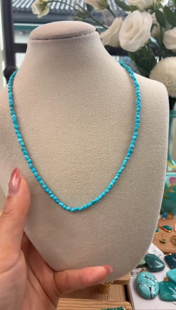 银S925镀金镶嵌绿松石项链1