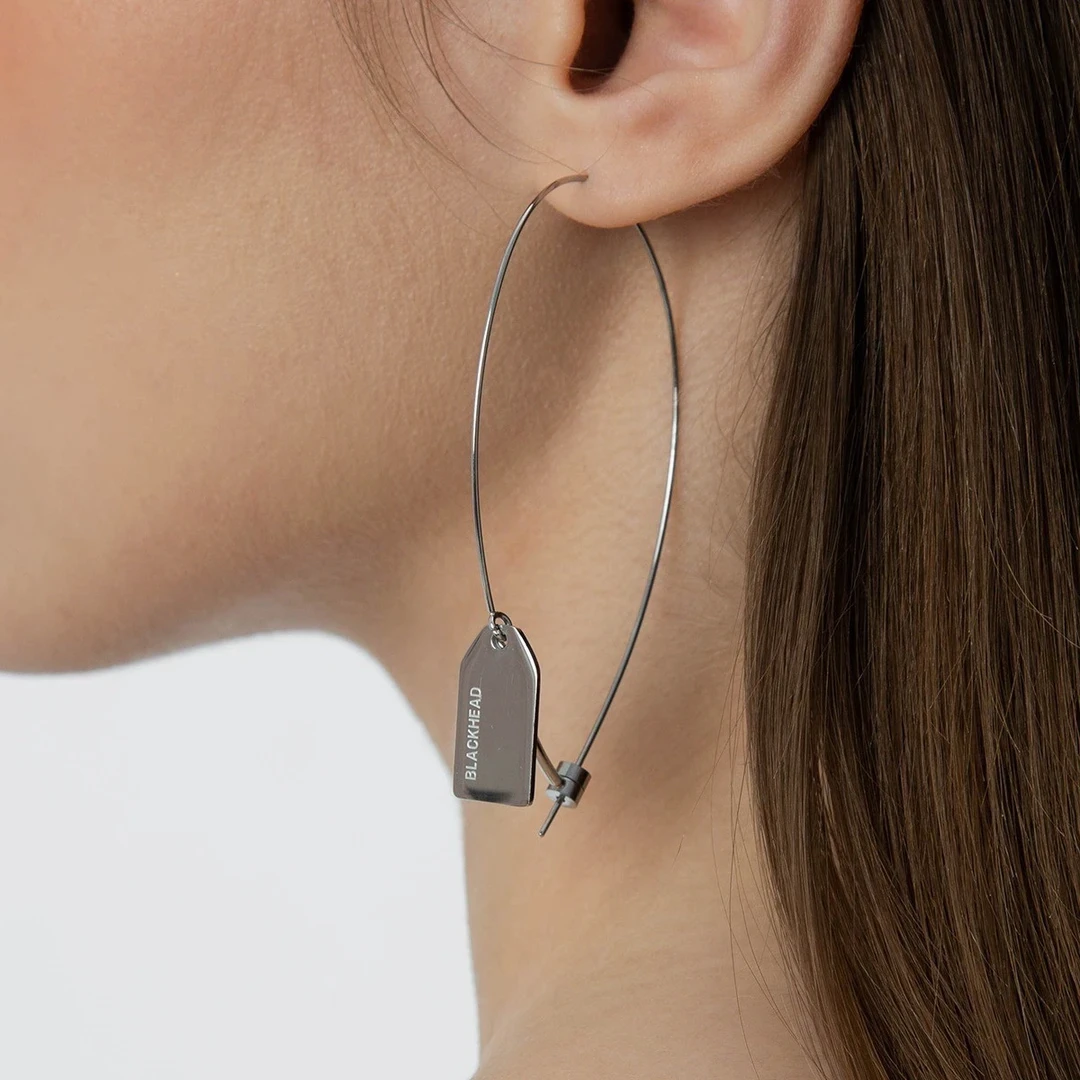 铜合金珐琅耳饰 文文同款小众个性原创设计耳扣素圈标签-耳环