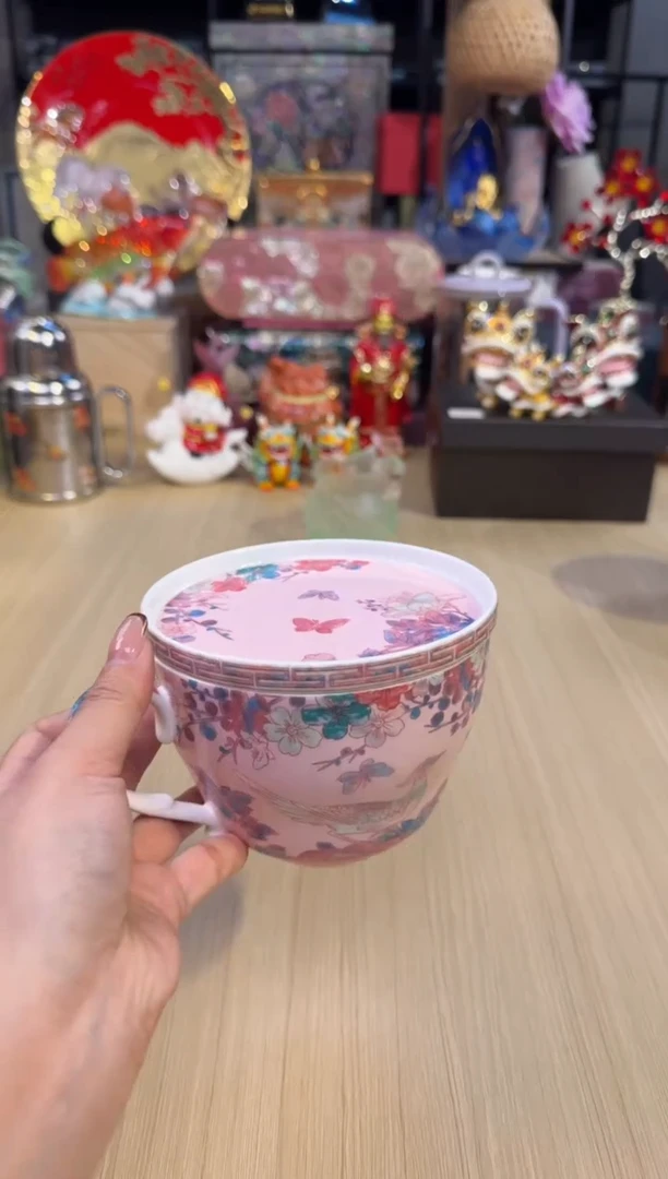 135灵羽和鸣带盖早餐杯-粉色