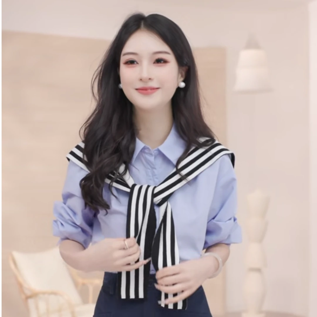 【欧若风新品】茵曼秋季法式百搭职业长袖衬衣时尚休闲百搭舒适衬衫