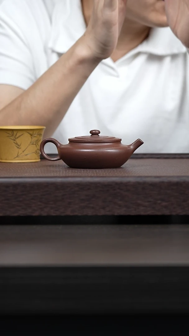 茶壶紫砂宜兴矿紫砂  扁腹