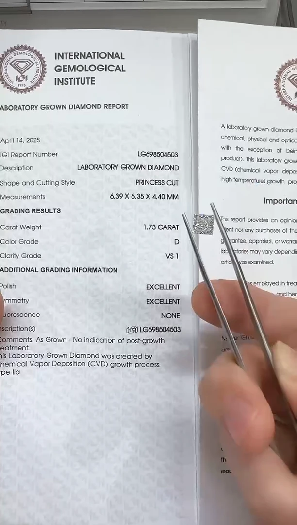 实验室培育钻石裸石未镶嵌@ 1.73ct 先鉴赏，再定制！