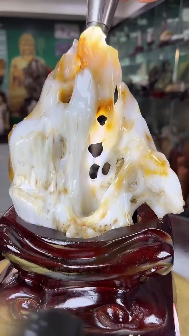 缅甸天然树化玉摆件