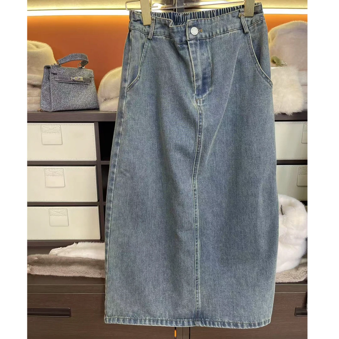 278包臀显瘦夏季半身裙宽松半裙百搭蓝色裙子厚款不褪色高腰