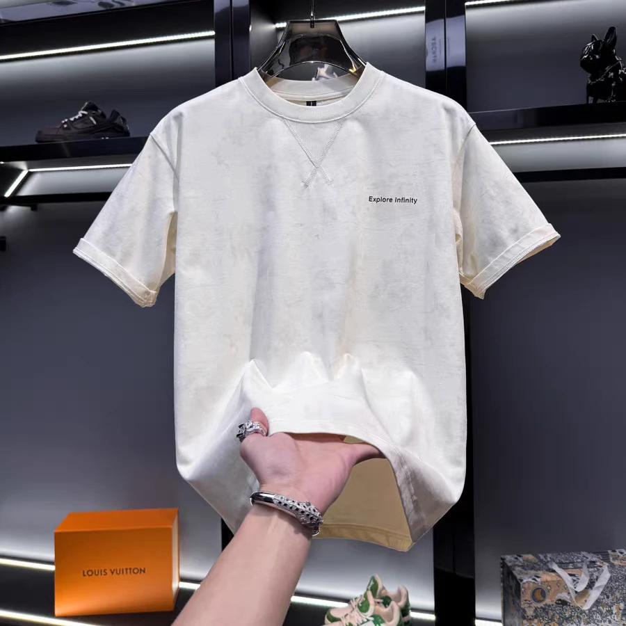 男士美式高端扎染休闲短袖t血2025新款夏季潮流宽松薄款欧货半袖