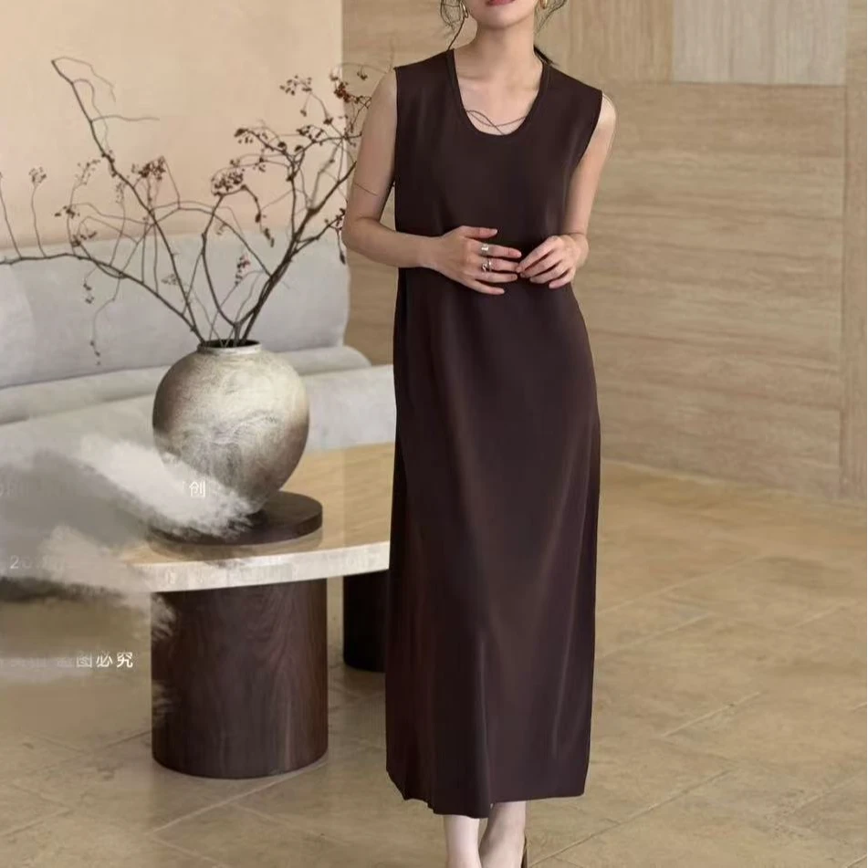 9640号651#纯色U领气质针织背心裙（预）