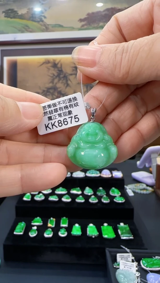 颈饰18K金镶嵌翡翠KK8675佛公