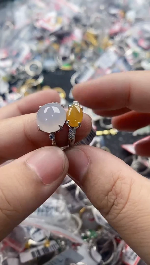 银S925镶嵌戒指翡翠555   10