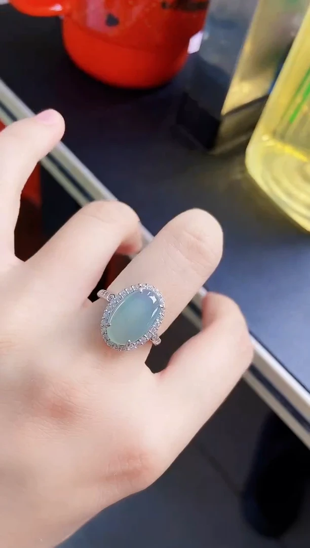 翡翠戒指银S925镶嵌465987