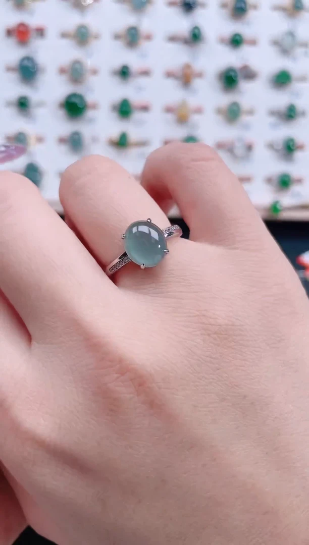 银S925镶嵌戒指翡翠天然翡翠