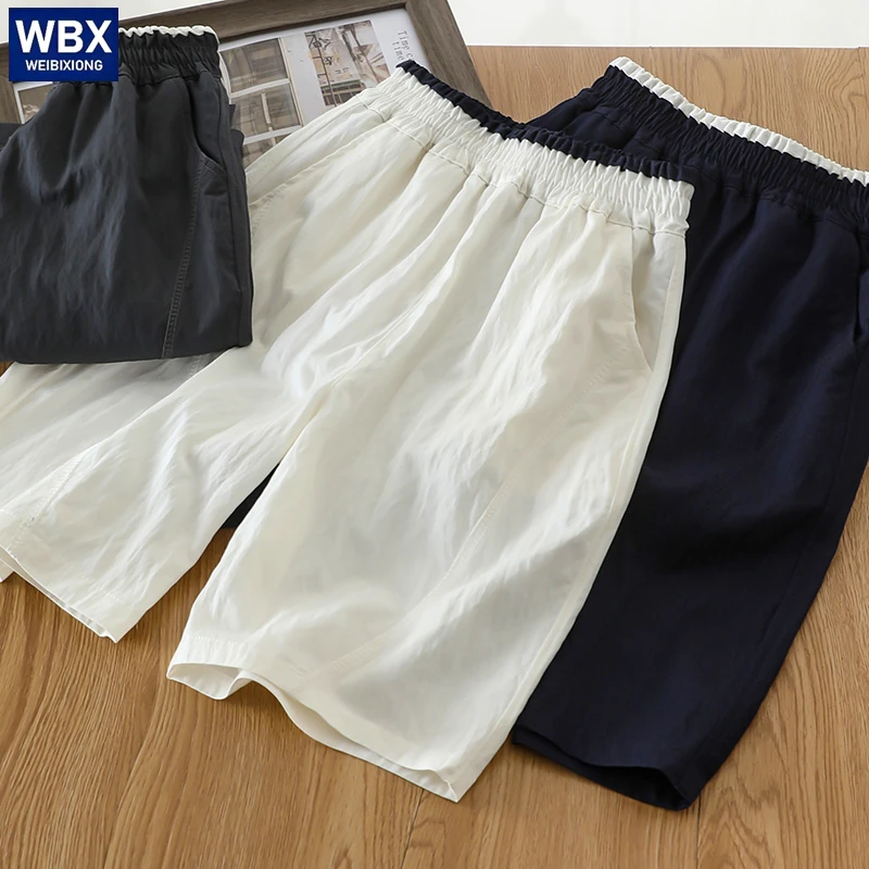 2025新款男童裤子夏薄款儿童五分裤男孩棉麻短裤中大童透气时髦潮