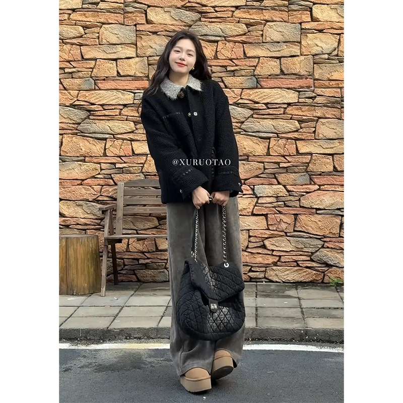 流行一整套2025新款秋冬慵懒风复古洋气外套针织毛衣休闲裤三件套