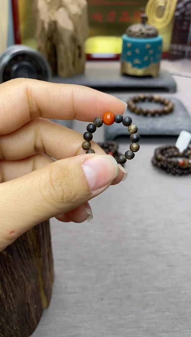 【闪购商品】沉香沉香碎屑白棋戒指04