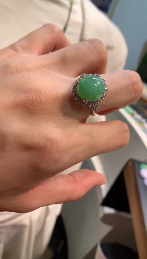 银S925镶嵌戒指翡翠戒指