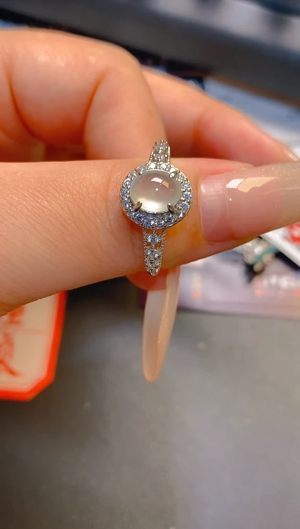 翡翠银S925镶嵌耳饰天然