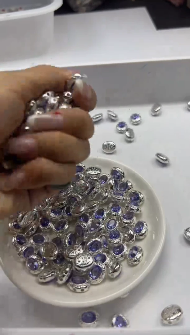 银S800镶嵌颈饰水晶x1036紫水晶随形隔珠*2颗