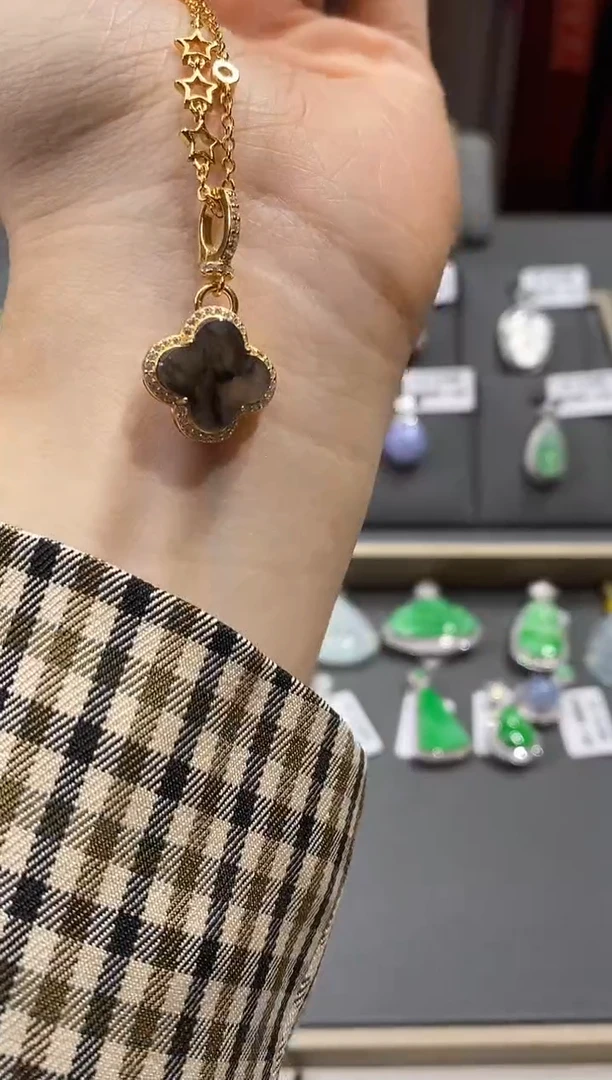 颈饰银S925镶嵌翡翠套链