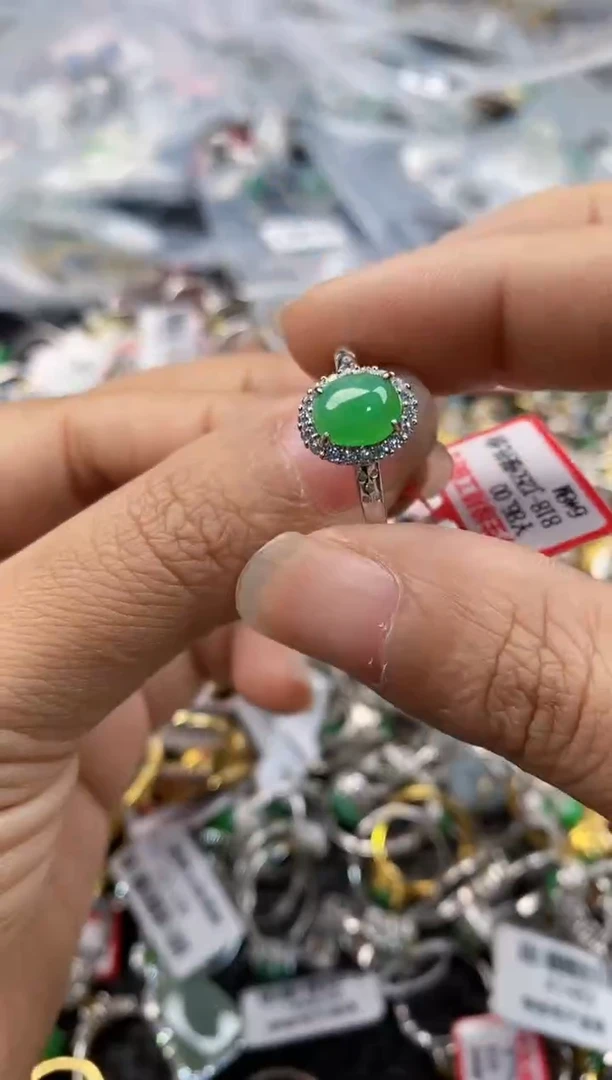 银S925镶嵌戒指翡翠222--4