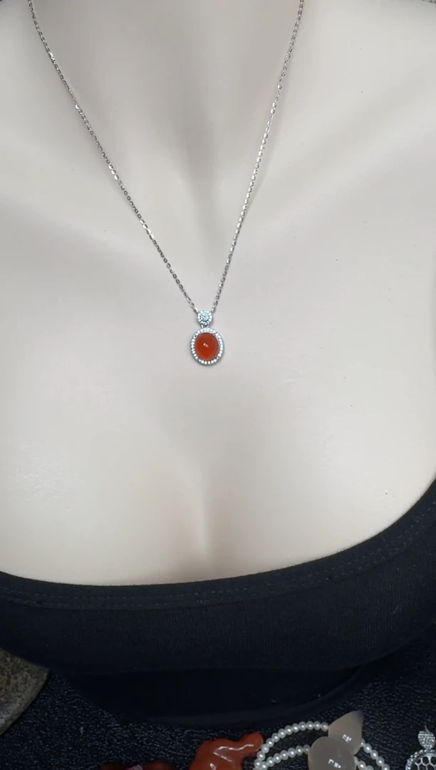 吊坠(赠链)银S925镶嵌南红玛瑙【26号】