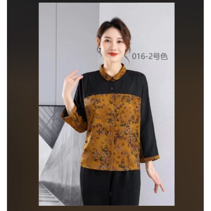 9-016-10（黄）新款气质时尚印花小衫