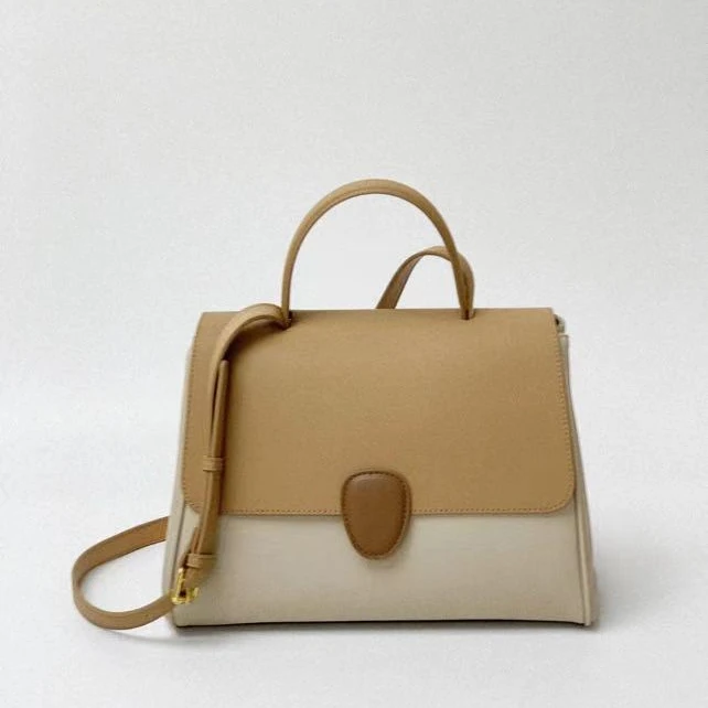 【尚恩CC】ZG-6180A-奶黄拼色-轻奢时尚女士新款手提单肩斜挎包