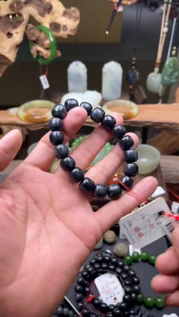 【闪购商品】和田玉手串未镶嵌卡12+毛毛矿青花老型821927