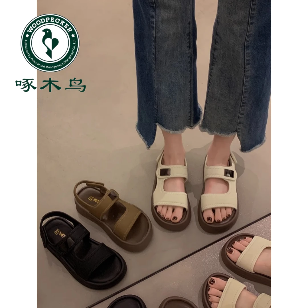 啄木鸟罗马厚底凉鞋女2025新款夏季休闲拖鞋绝美不累脚外穿沙滩鞋