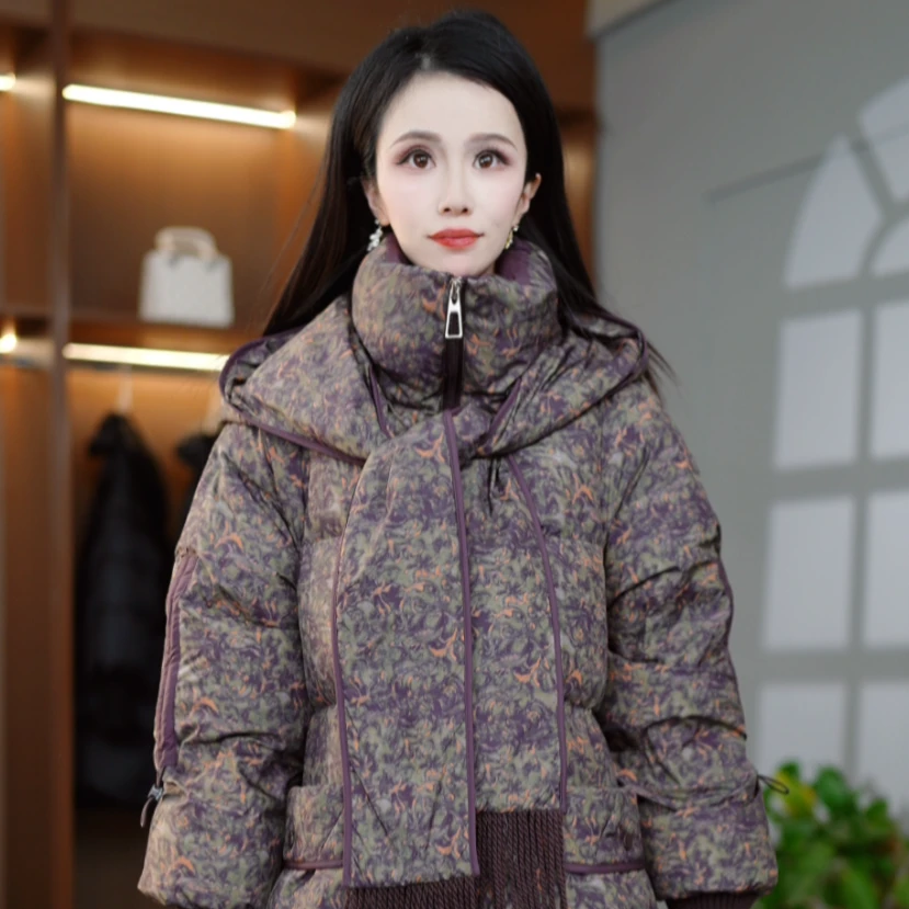 冬季新款气质宽松加厚保暖高端轻奢洋气白鸭绒羽绒服M-XL