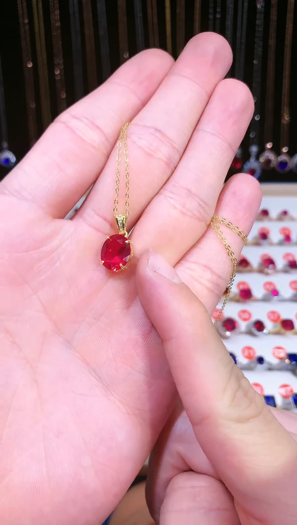 【闪购商品】红宝石吊坠(赠链)银S925镶嵌11111