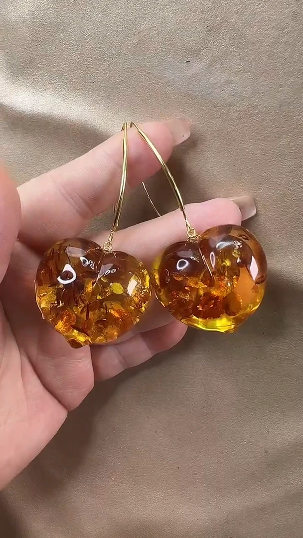琥珀颈饰未镶嵌耳环