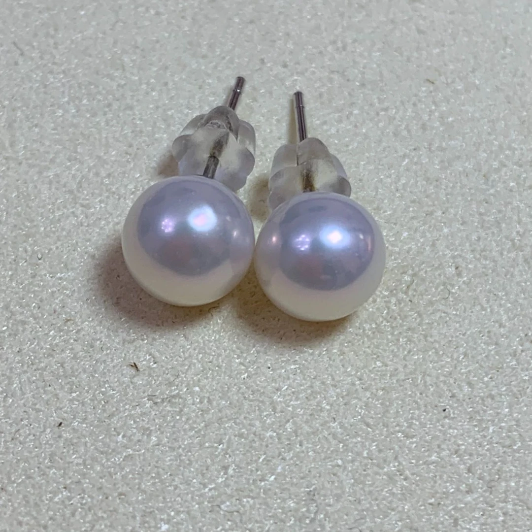 品质珠宝极光无暇正圆珍珠耳钉爆款夏日必备气质时尚简单百搭经典