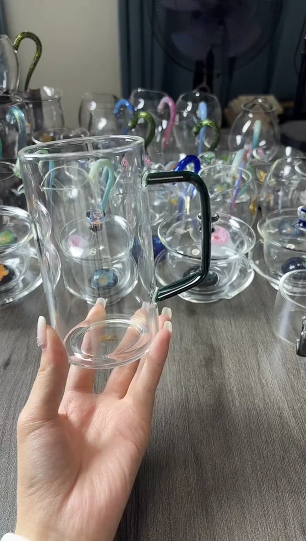 手工艺品玻璃风谜绿茶杯墨绿