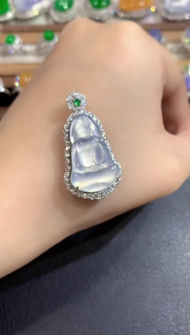 吊坠(不含链)18K金镶嵌翡翠117-吊坠