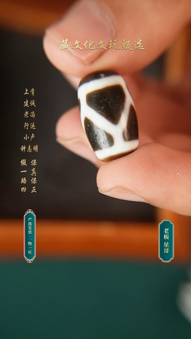 未镶嵌颈饰玛瑙/玉髓钟志明极致黑白龟甲小桶珠20.2*12.3
