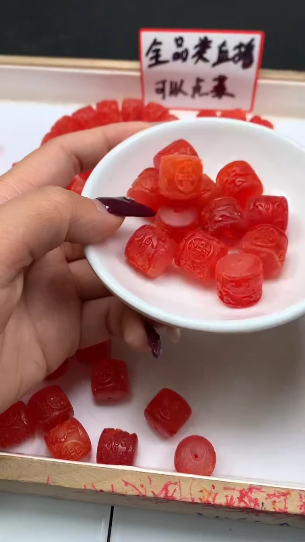 裸石血珀未镶嵌M545血 珀 回纹桶珠14*14mm 5个8元