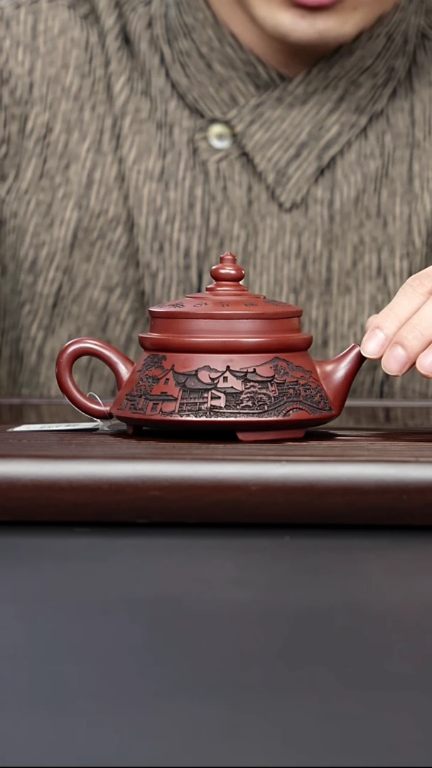 茶壶紫砂宜兴紫砂 亭台宝塔壶 顾林芳