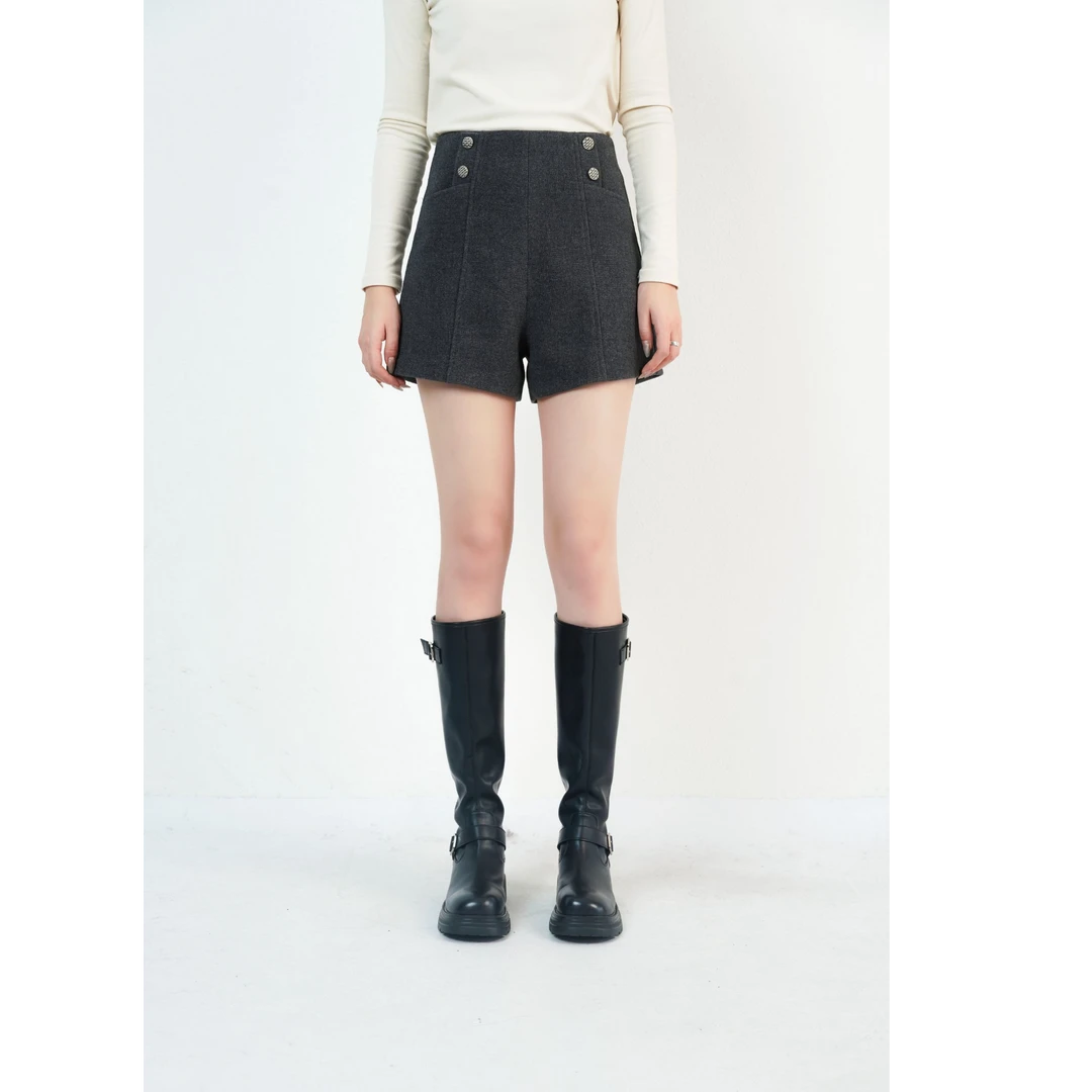 OO&VVA字美式复古御姐风花苞短裤冬季薄款女士牛仔短裤阔腿休闲