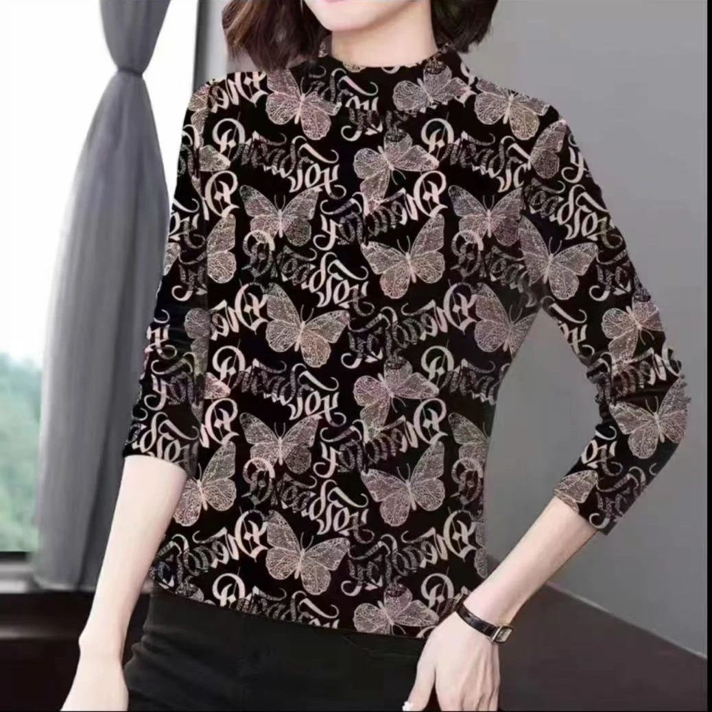 春季新款半高领气质洋气时尚显瘦打底长袖秋冬百搭上衣