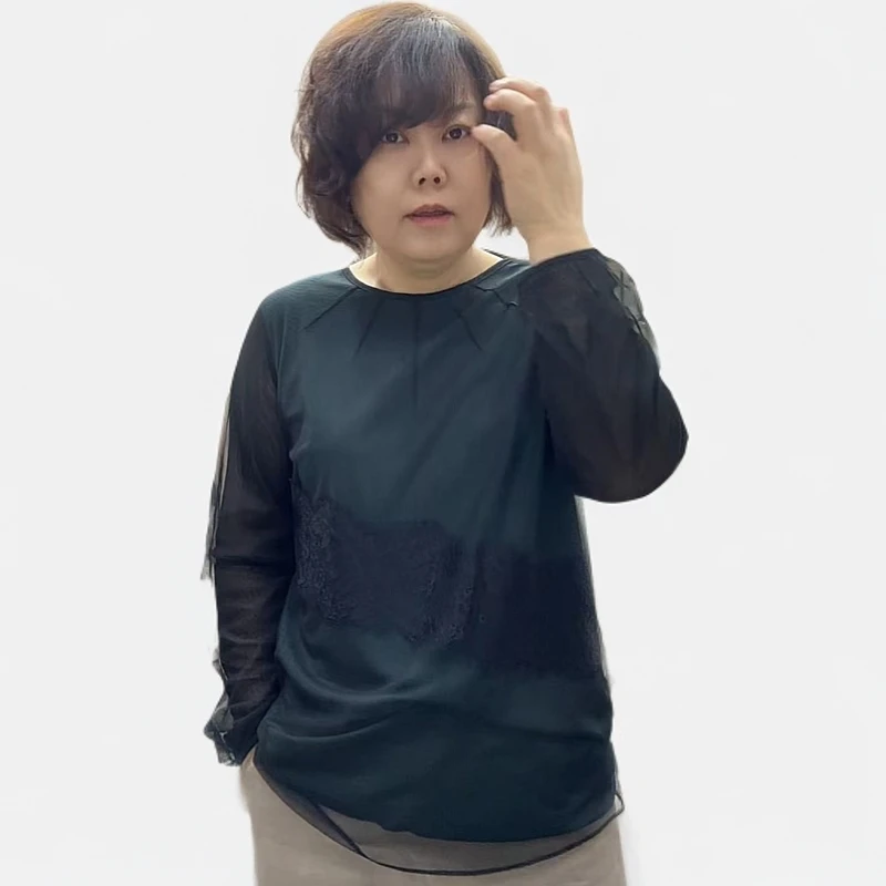 【xineba3】韩国女士2025春季新款圆领双层小衫时尚洋气舒适百搭