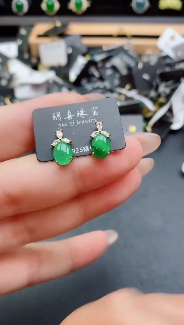 银S925镶嵌戒指翡翠1