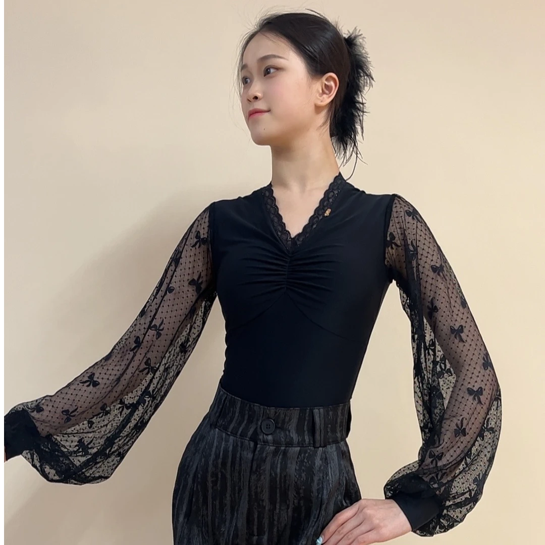 YRSS舞服♥【品宣福利】蝴蝶千金上衣灯笼袖摩登拉丁上衣