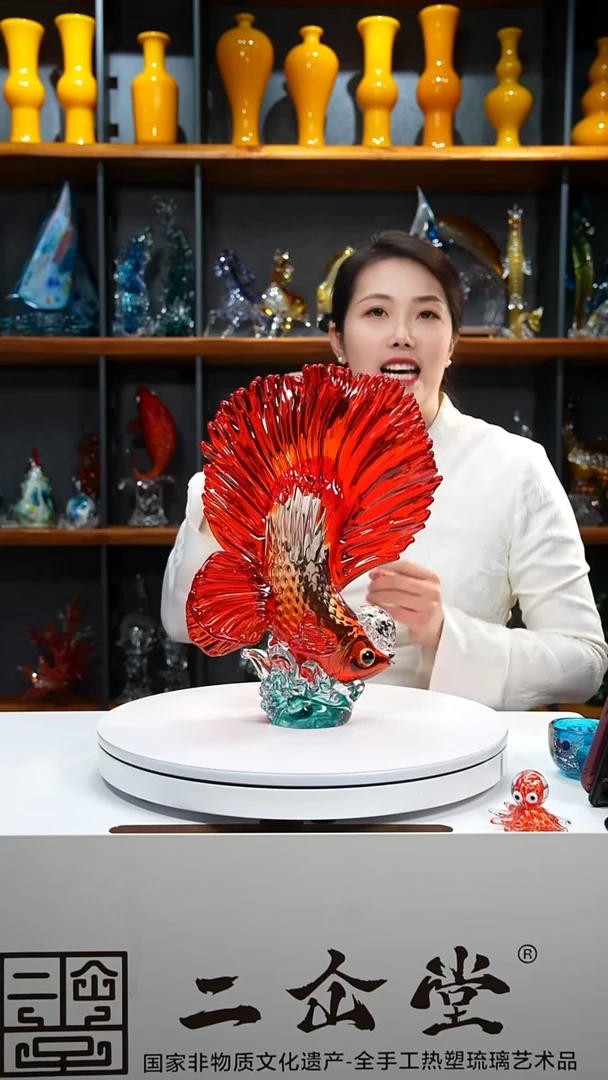 手工艺品琉璃狮头斗鱼