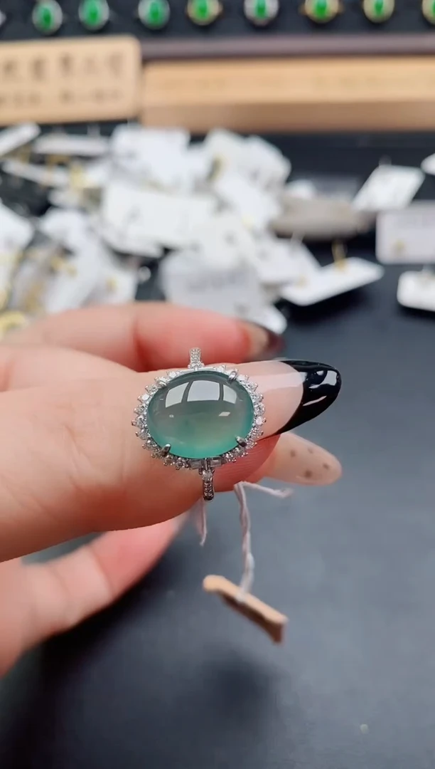 银S925镶嵌戒指翡翠1