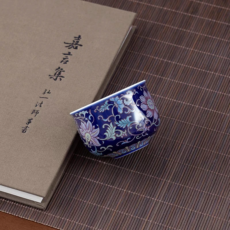 【现货】缠枝莲紫色客杯D957