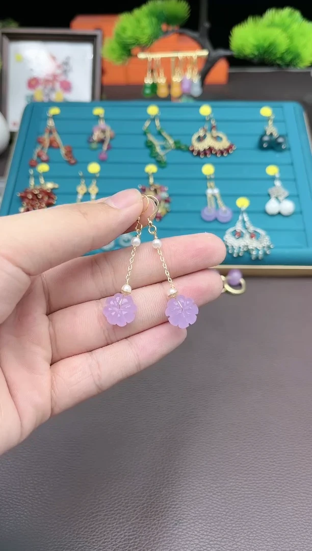 【闪购商品】玛瑙/玉髓耳钉银S925镶嵌504000