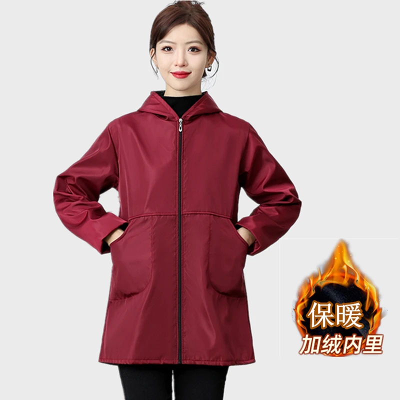 新款男女秋冬防水防油连帽成人加绒长袖围裙羽绒服罩衣护衣工作服