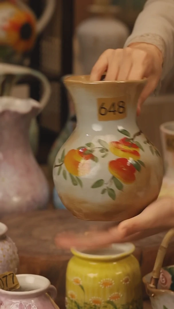陶瓷景德镇设计师手作花器摆件侘寂风@M648@