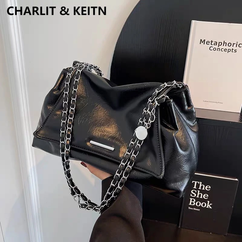 CHARLIT&KEITN今年流行包包女士2025新款腋下真皮大容量单肩斜挎