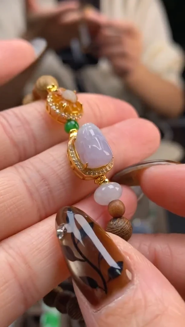 颈饰银S925镶嵌翡翠净货16513